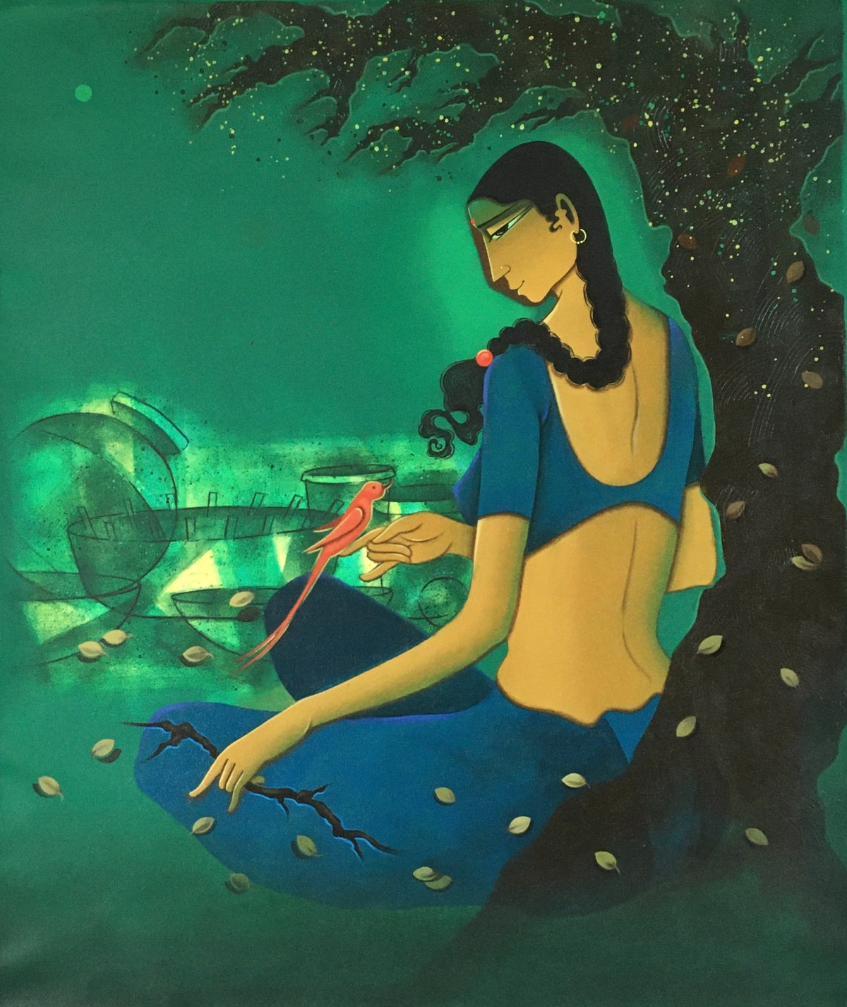 Village Girl With Bird